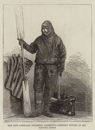 The New American Swimming Apparatus, Captain Boyton in His Aquatic Dress by English School